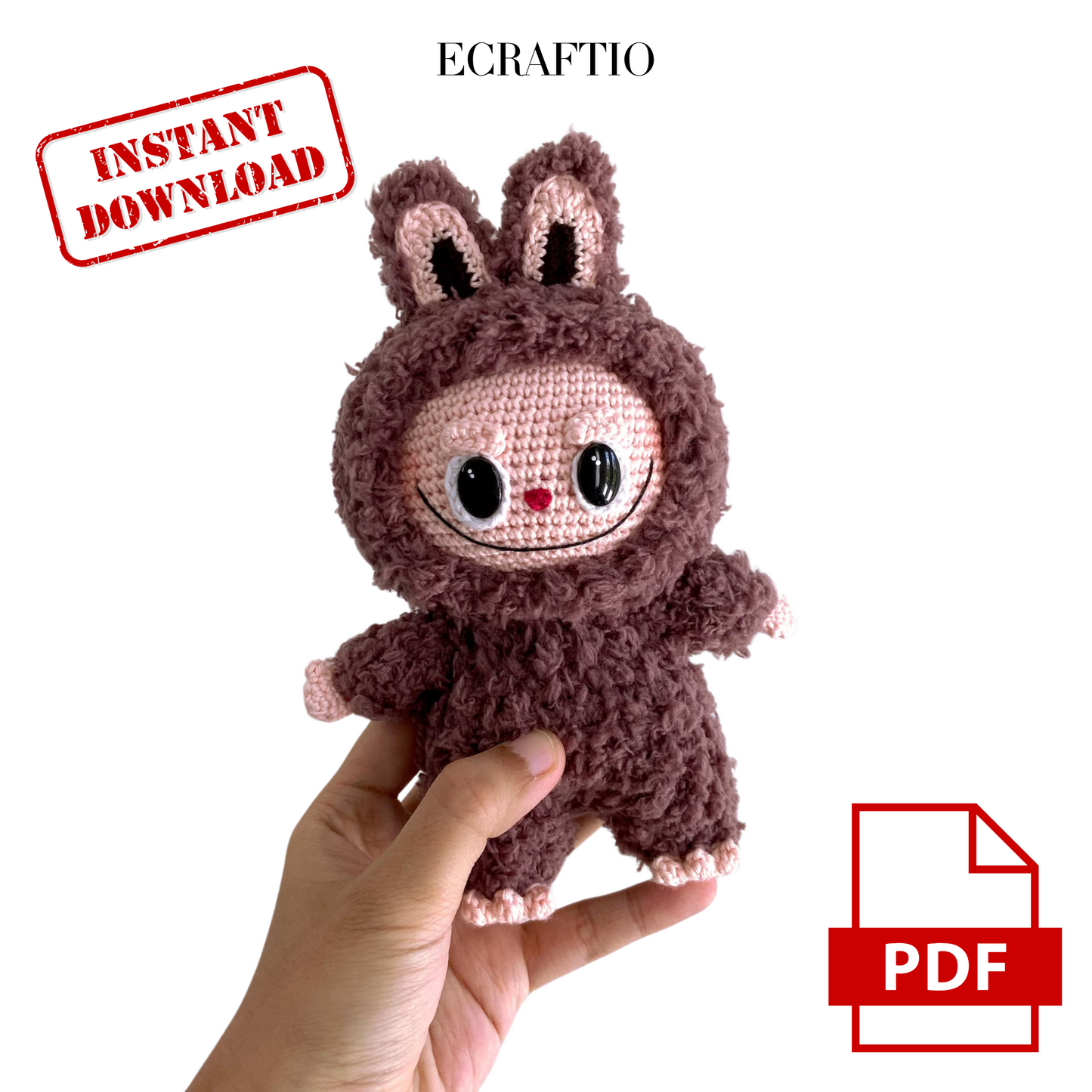 Labubu crochet pattern PDF – Easy and cute DIY plushie tutorial – Amigurumi toy for beginners