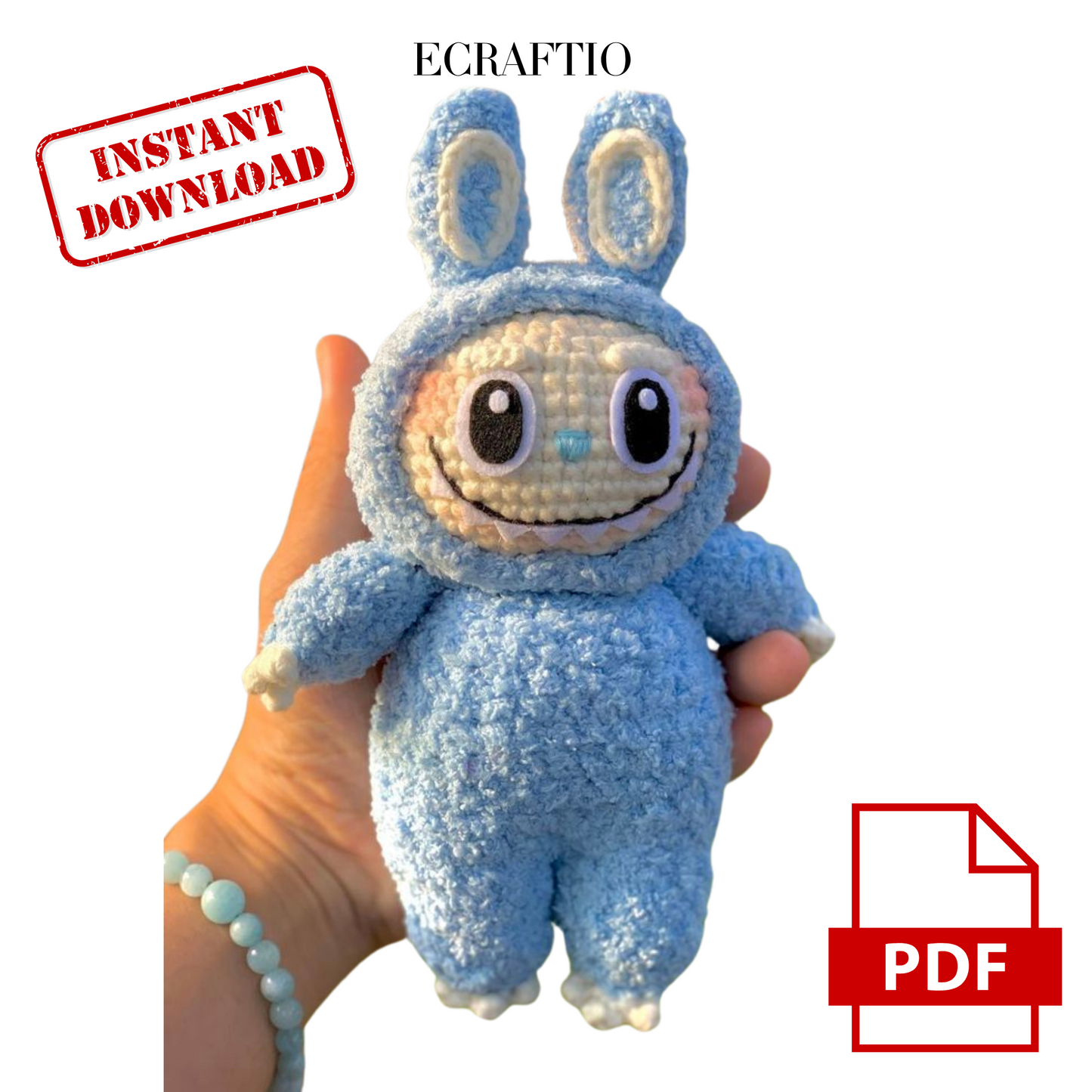 Labubu crochet pattern PDF – Easy and cute DIY plushie tutorial – Amigurumi toy for beginners