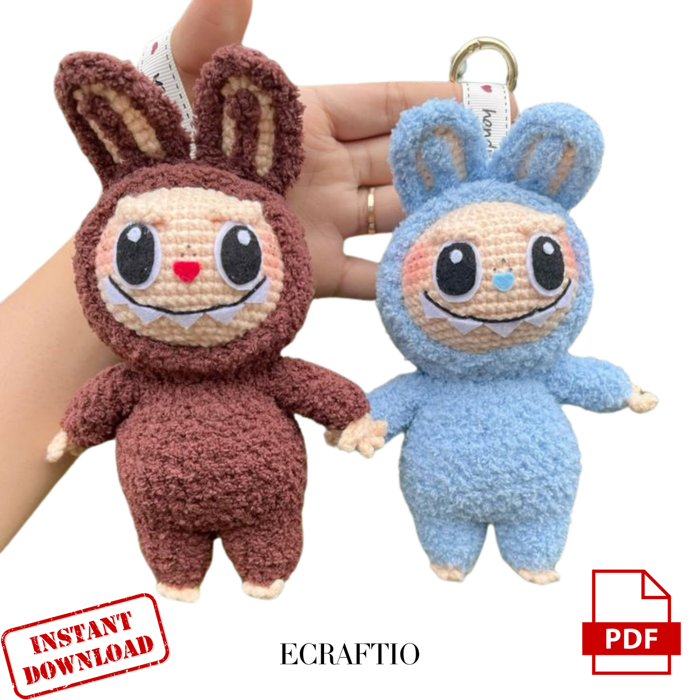 Labubu crochet pattern PDF – Easy and cute DIY plushie tutorial – Amigurumi toy for beginners